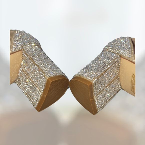 Rhinestone covered open toed heels. Great for any occasion. Worn once. - Picture 4 of 8